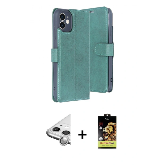 MARSİLYAN™- iPhone 11 Kılıf Siluet Işık Serisi - Siyah Buffer Cam Ekran Koruyucu + Raze Metal Kamera Lens - GS
