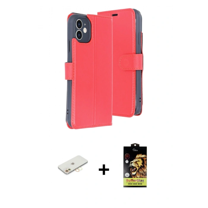MARSİLYAN™- iPhone 11 Kılıf Siluet Işık Serisi - Siyah Buffer Cam Ekran Koruyucu + Renkli Kamera Lens Koruma Cam - SI