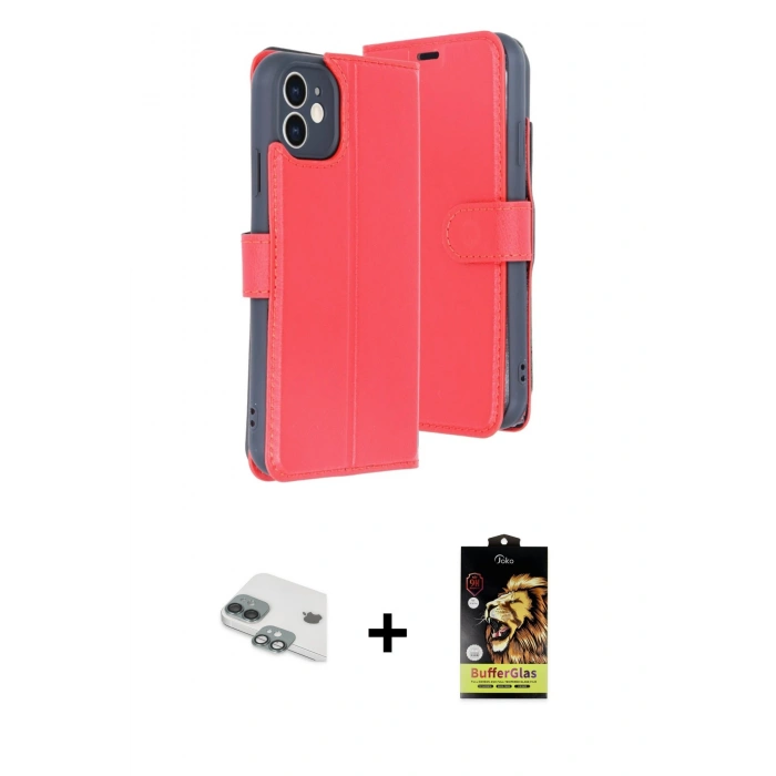 MARSİLYAN™- iPhone 11 Kılıf Siluet Işık Serisi - Siyah Buffer Cam Ekran Koruyucu + Pers Alüminyum Kamera Lens - YL