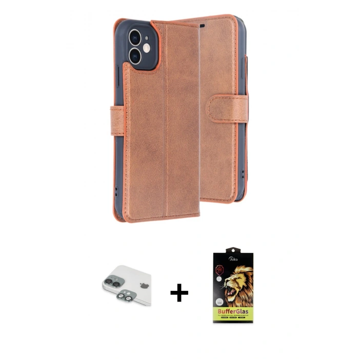 MARSİLYAN™- iPhone 11 Kılıf Siluet Işık Serisi - Siyah Buffer Cam Ekran Koruyucu + Pers Alüminyum Kamera Lens - YL