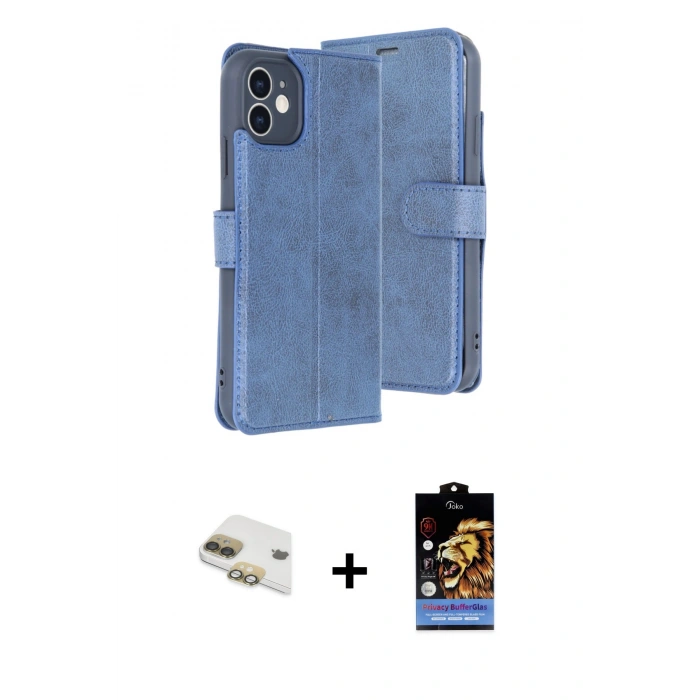MARSİLYAN™- iPhone 11 Kılıf Siluet Işık Serisi - Siyah Buffer Hayalet Cam Ekran Koruyucu + Pers Alüminyum Kamera Lens - GD