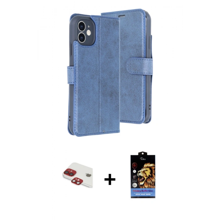 MARSİLYAN™- iPhone 11 Kılıf Siluet Işık Serisi - Siyah Buffer Hayalet Cam Ekran Koruyucu + Pers Alüminyum Kamera Lens - KI