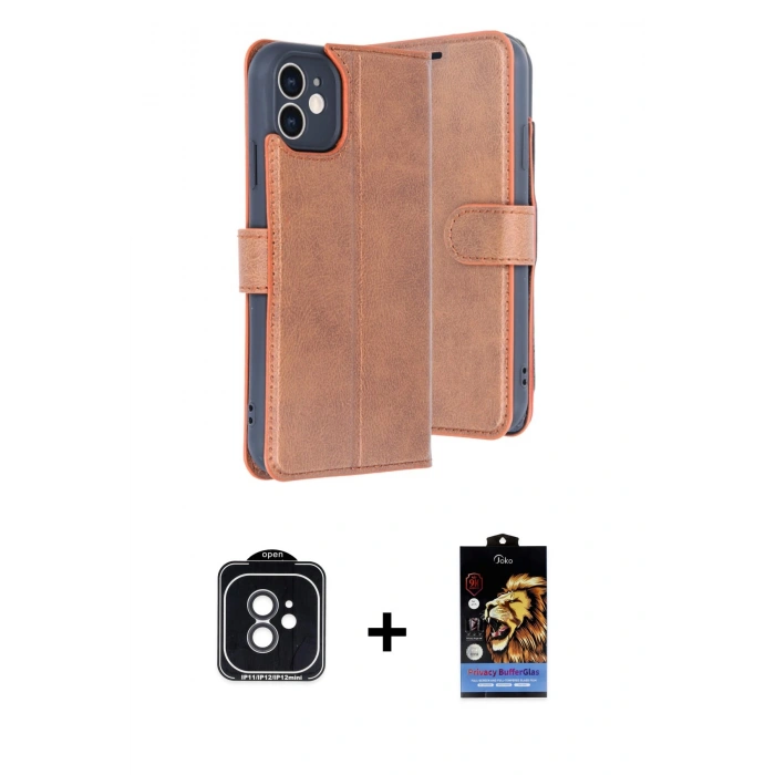 MARSİLYAN™- iPhone 11 Kılıf Siluet Işık Serisi - Siyah Buffer Hayalet Cam Ekran Koruyucu + PVD Metal Kamera Lens - SH