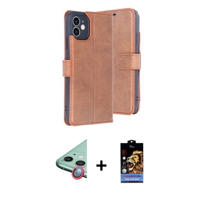 MARSİLYAN™- iPhone 11 Kılıf Siluet Işık Serisi - Siyah Buffer Hayalet Cam Ekran Koruyucu + Raze Metal Kamera Lens - KI