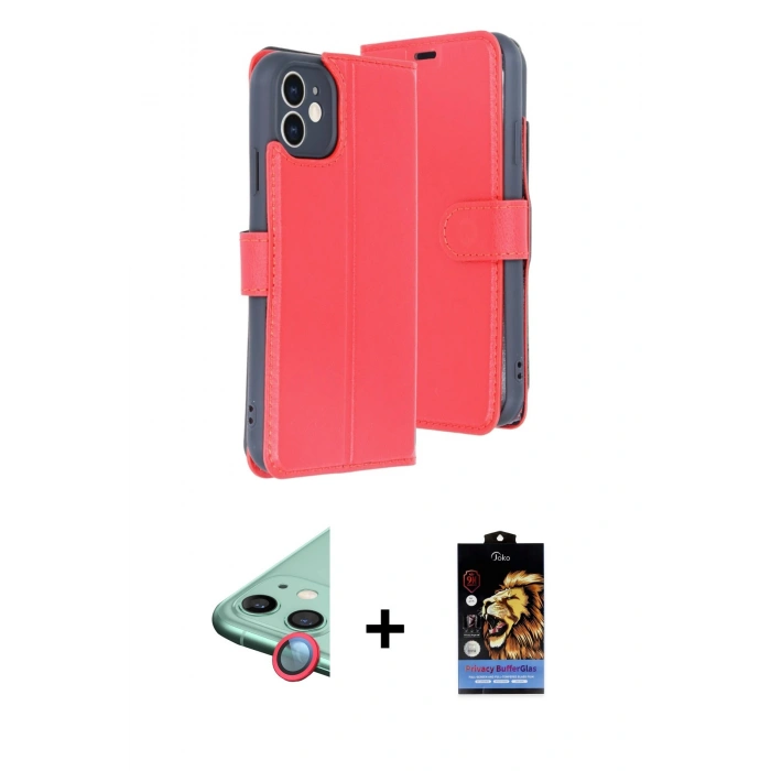 MARSİLYAN™- iPhone 11 Kılıf Siluet Işık Serisi - Siyah Buffer Hayalet Cam Ekran Koruyucu + Raze Metal Kamera Lens - KI
