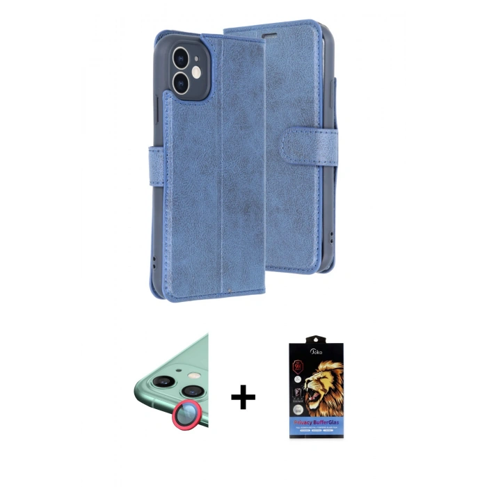 MARSİLYAN™- iPhone 11 Kılıf Siluet Işık Serisi - Siyah Buffer Hayalet Cam Ekran Koruyucu + Raze Metal Kamera Lens - KI