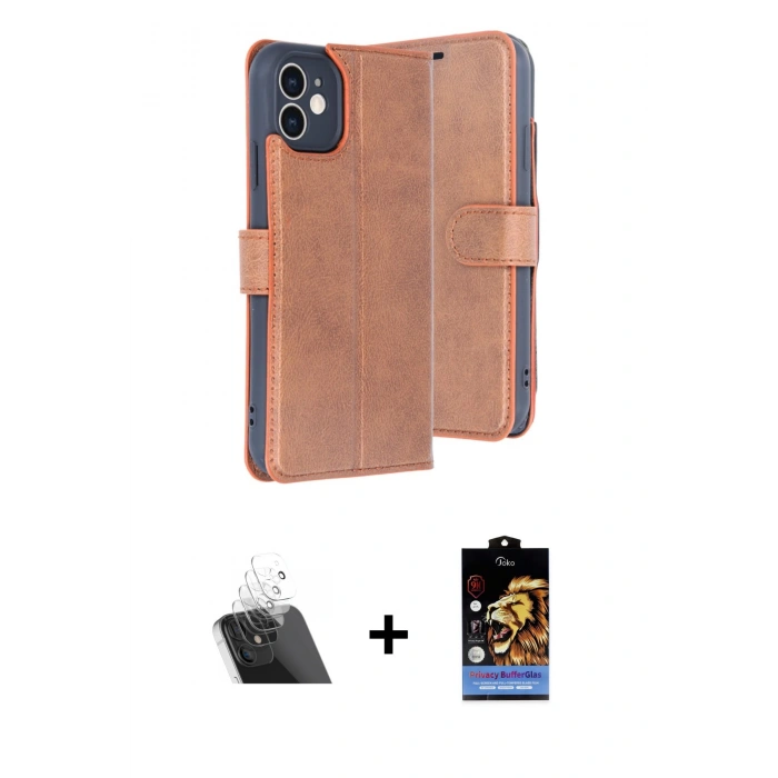 MARSİLYAN™- iPhone 11 Kılıf Siluet Işık Serisi - Siyah Buffer Hayalet Cam Ekran Koruyucu + Kamera Lens Koruma Cam - SF