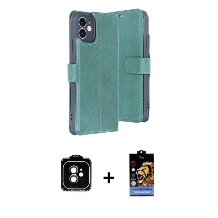 MARSİLYAN™- iPhone 11 Kılıf Siluet Işık Serisi - Siyah Buffer Hayalet Cam Ekran Koruyucu + PVD Metal Kamera Lens - TU