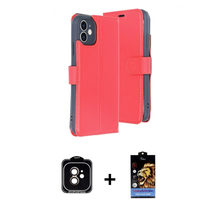 MARSİLYAN™- iPhone 11 Kılıf Siluet Işık Serisi - Siyah Buffer Hayalet Cam Ekran Koruyucu + PVD Metal Kamera Lens - TU