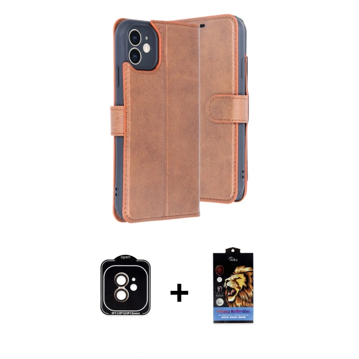 MARSİLYAN™- iPhone 11 Kılıf Siluet Işık Serisi - Siyah Buffer Hayalet Cam Ekran Koruyucu + PVD Metal Kamera Lens - TU