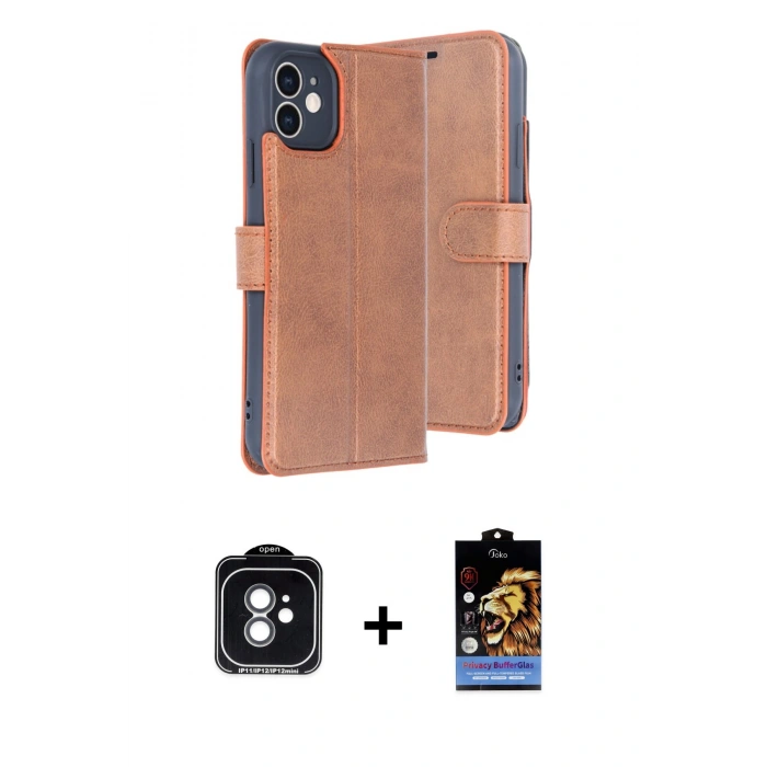 MARSİLYAN™- iPhone 11 Kılıf Siluet Işık Serisi - Siyah Buffer Hayalet Cam Ekran Koruyucu + PVD Metal Kamera Lens - YL