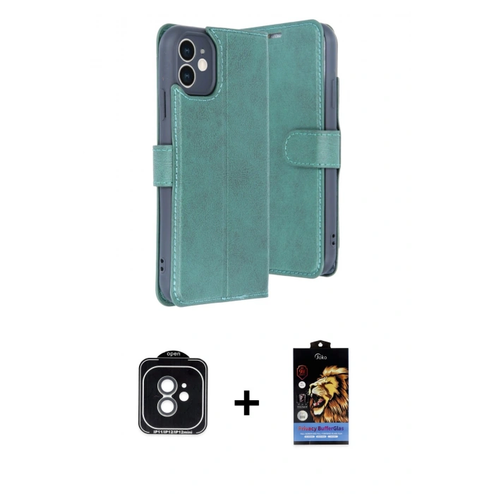MARSİLYAN™- iPhone 11 Kılıf Siluet Işık Serisi - Siyah Buffer Hayalet Cam Ekran Koruyucu + PVD Metal Kamera Lens - YL