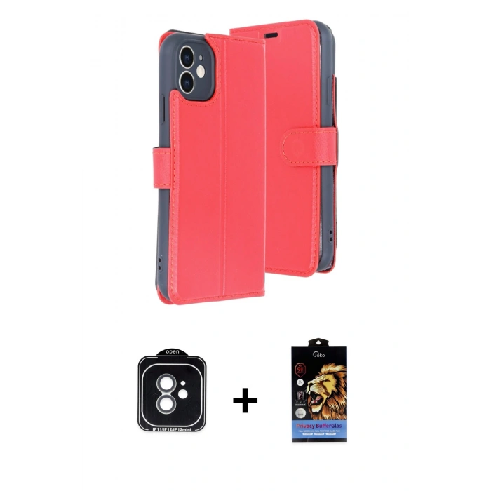 MARSİLYAN™- iPhone 11 Kılıf Siluet Işık Serisi - Siyah Buffer Hayalet Cam Ekran Koruyucu + PVD Metal Kamera Lens - YL