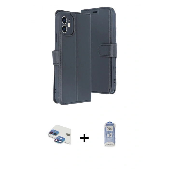 MARSİLYAN™- iPhone 11 Kılıf Siluet Işık Serisi - Siyah Joko Magic 5D Cam + Pers Alüminyum Kamera Lens - GI