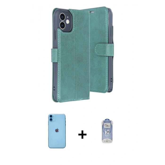 MARSİLYAN™- iPhone 11 Kılıf Siluet Işık Serisi - Siyah Joko Magic 5D Cam + Neon Fosforlu Kamera Lens - MI