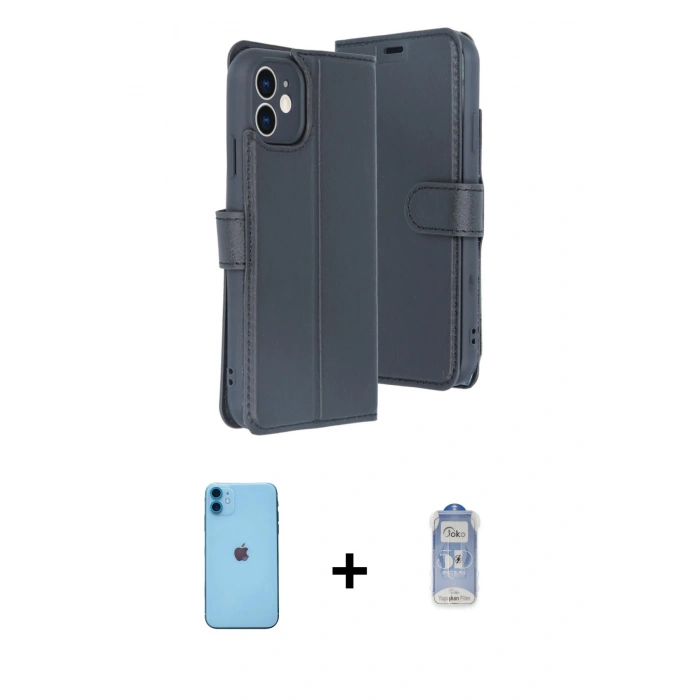 MARSİLYAN™- iPhone 11 Kılıf Siluet Işık Serisi - Siyah Joko Magic 5D Cam + Neon Fosforlu Kamera Lens - MI