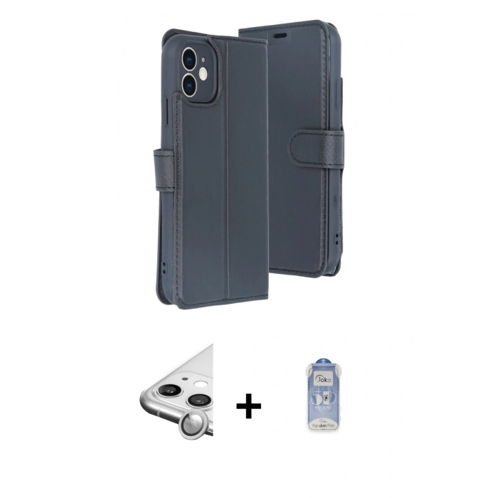 MARSİLYAN™- iPhone 11 Kılıf Siluet Işık Serisi - Siyah Joko Magic 5D Cam + Raze Metal Kamera Lens - GS