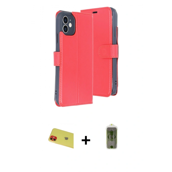 MARSİLYAN™- iPhone 11 Kılıf Siluet Işık Serisi - Siyah Joko Magic 5D Hayalet Cam + Kırmızı Rainbow Kamera Lens Koruma Cam