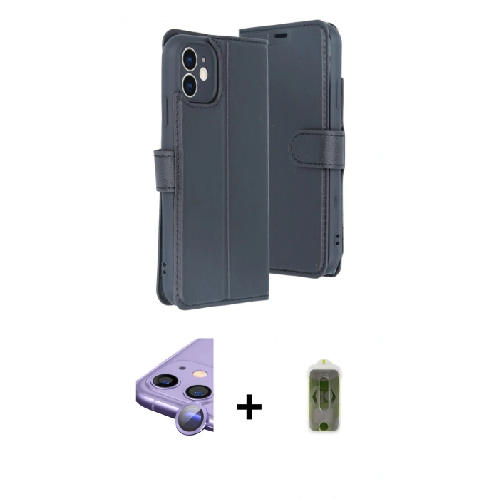 MARSİLYAN™- iPhone 11 Kılıf Siluet Işık Serisi - Siyah Joko Magic 5D Hayalet Cam + Raze Metal Kamera Lens - MR