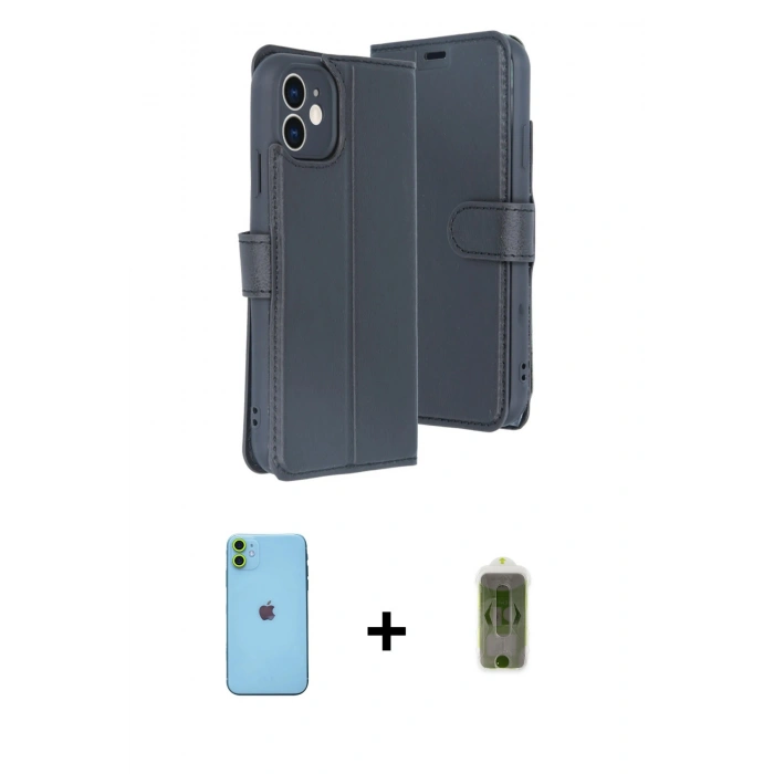 MARSİLYAN™- iPhone 11 Kılıf Siluet Işık Serisi - Siyah Joko Magic 5D Hayalet Cam + Neon Fosforlu Kamera Lens - YL