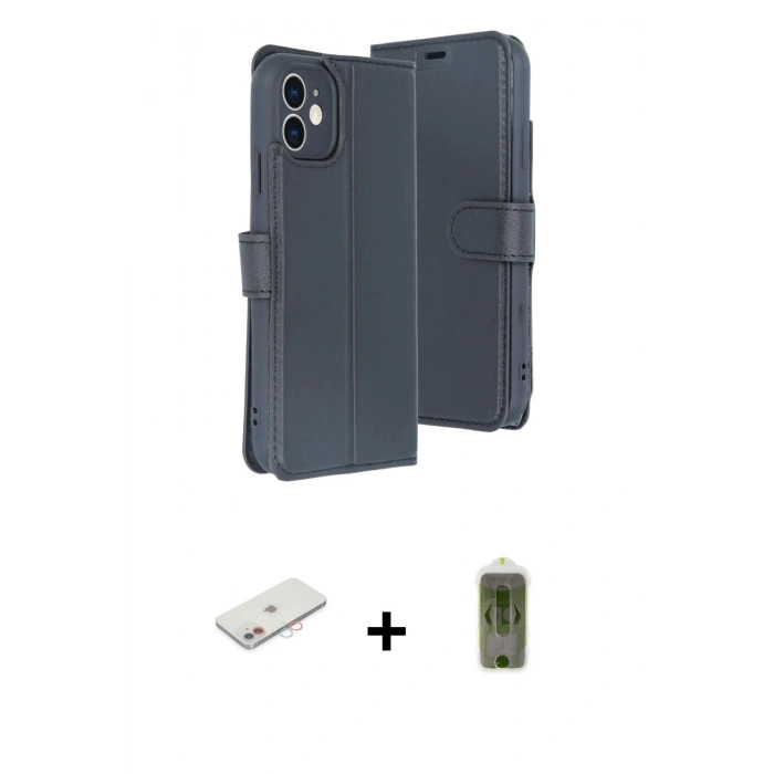 MARSİLYAN™- iPhone 11 Kılıf Siluet Işık Serisi - Siyah Joko Magic 5D Hayalet Cam + Renkli Kamera Lens Koruma Cam - PE