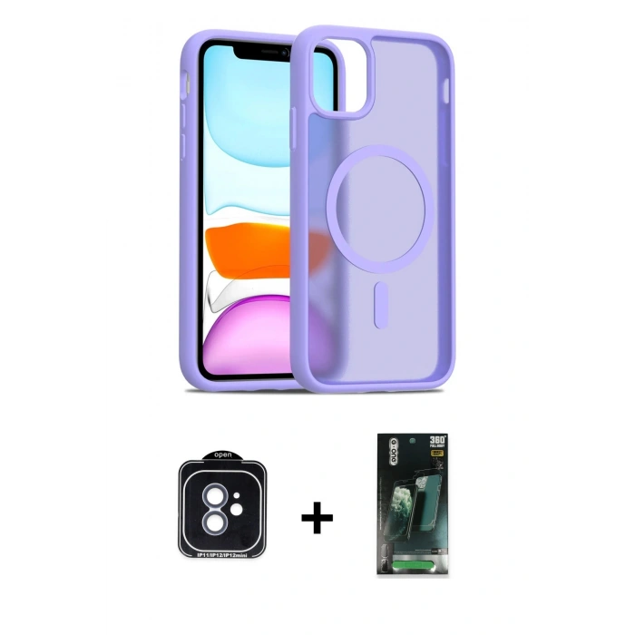 MARSİLYAN™- iPhone 11 Kılıf Siluet Minimal Prime - Şeffaf 360 Full Body Arka Koruyucu + PVD Metal Kamera Lens - MI