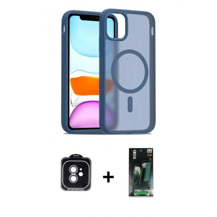 MARSİLYAN™- iPhone 11 Kılıf Siluet Minimal Prime - Şeffaf 360 Full Body Arka Koruyucu + PVD Metal Kamera Lens - MI