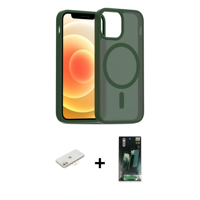 MARSİLYAN™- iPhone 11 Kılıf Siluet Minimal Prime - Şeffaf 360 Full Body Arka Koruyucu + Renkli Kamera Lens Koruma Cam - SI