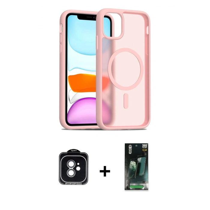 MARSİLYAN™- iPhone 11 Kılıf Siluet Minimal Prime - Şeffaf 360 Full Body Arka Koruyucu + PVD Metal Kamera Lens - YL