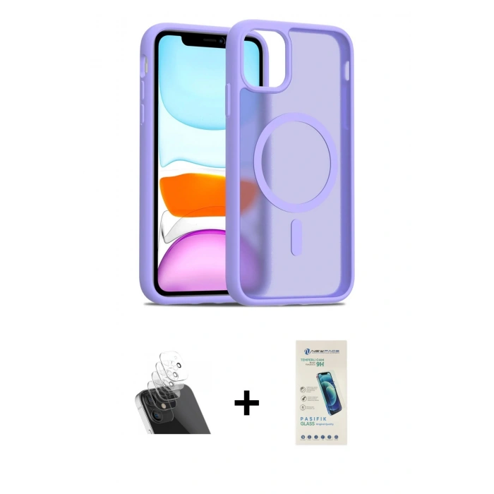 MARSİLYAN™- iPhone 11 Kılıf Siluet Minimal Prime - Şeffaf Pasifik Cam Ekran Koruyucu + Kamera Lens Koruma Cam - SF