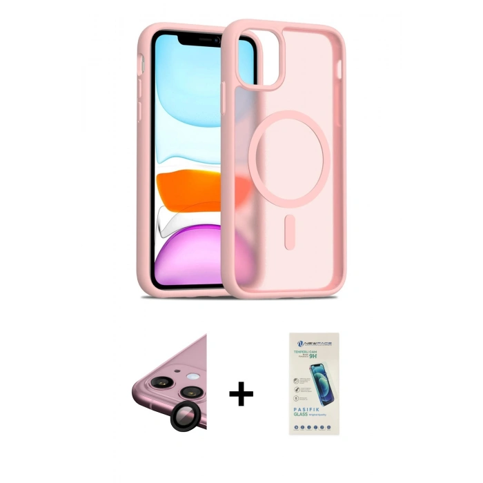 MARSİLYAN™- iPhone 11 Kılıf Siluet Minimal Prime - Şeffaf Pasifik Cam Ekran Koruyucu + Raze Metal Kamera Lens - SH
