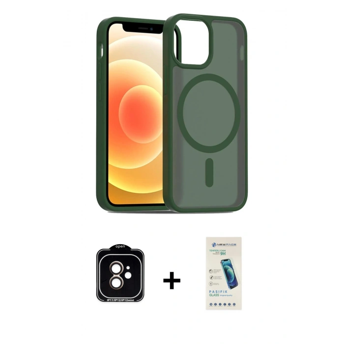 MARSİLYAN™- iPhone 11 Kılıf Siluet Minimal Prime - Şeffaf Pasifik Cam Ekran Koruyucu + PVD Metal Kamera Lens - TU