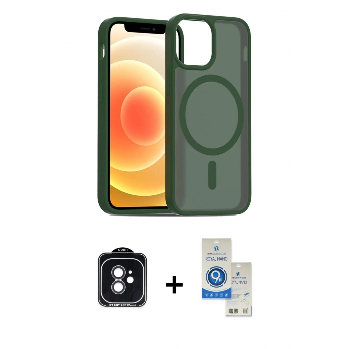 MARSİLYAN™- iPhone 11 Kılıf Siluet Minimal Prime - Şeffaf Royal Nano Ekran Koruyucu + PVD Metal Kamera Lens - SH