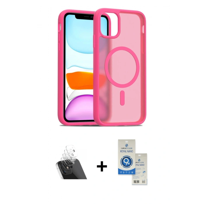 MARSİLYAN™- iPhone 11 Kılıf Siluet Minimal Prime - Şeffaf Royal Nano Ekran Koruyucu + Kamera Lens Koruma Cam - SF