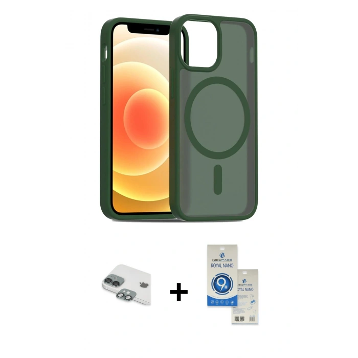 MARSİLYAN™- iPhone 11 Kılıf Siluet Minimal Prime - Şeffaf Royal Nano Ekran Koruyucu + Pers Alüminyum Kamera Lens - YL
