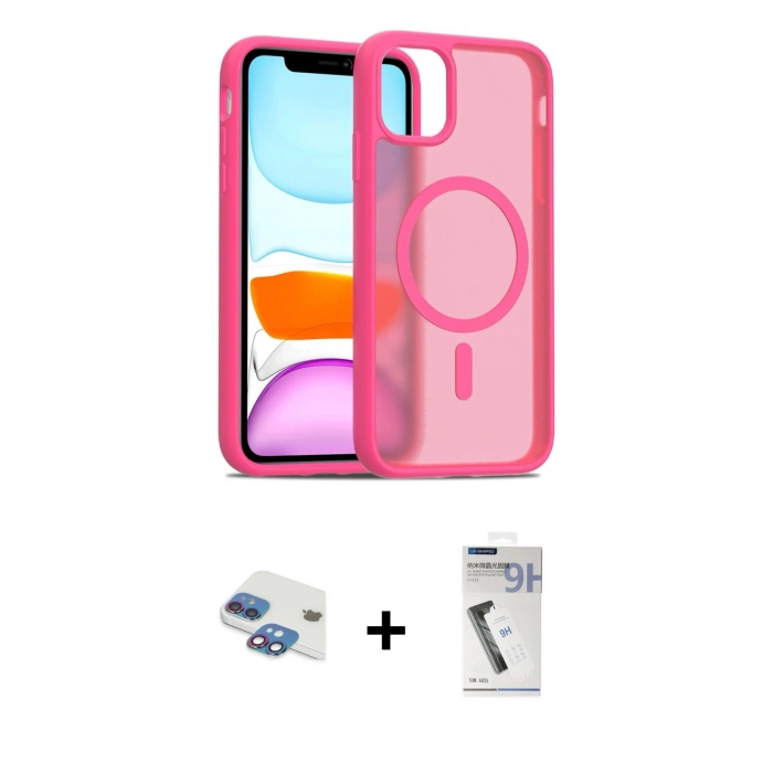 MARSİLYAN™- iPhone 11 Kılıf Siluet Minimal Prime - Şeffaf Uv Polymer Nano Ekran Koruyucu + Pers Alüminyum Kamera Lens - GI