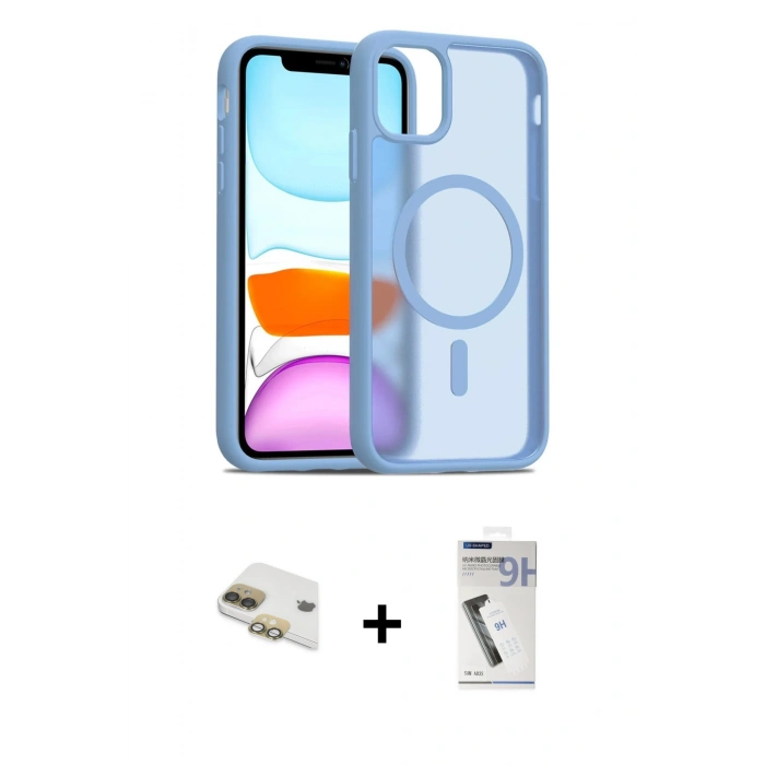 MARSİLYAN™- iPhone 11 Kılıf Siluet Minimal Prime - Şeffaf Uv Polymer Nano Ekran Koruyucu + Pers Alüminyum Kamera Lens - GD
