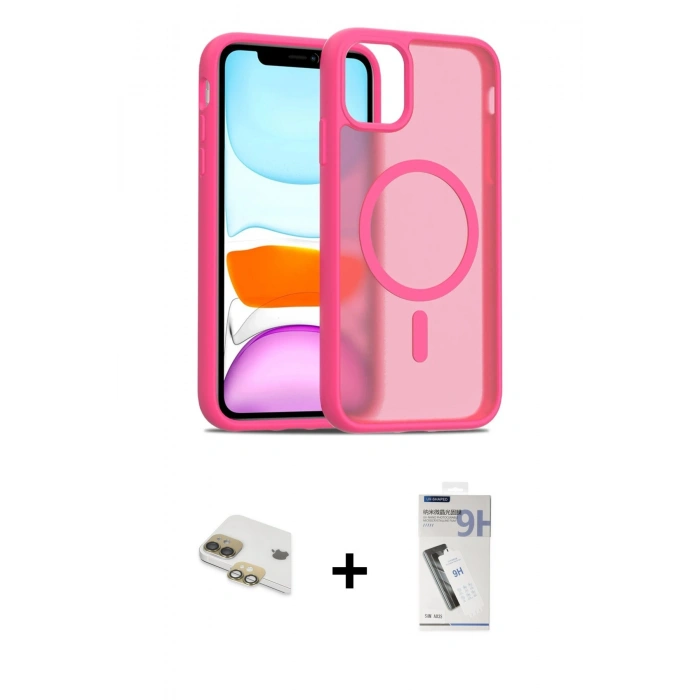 MARSİLYAN™- iPhone 11 Kılıf Siluet Minimal Prime - Şeffaf Uv Polymer Nano Ekran Koruyucu + Pers Alüminyum Kamera Lens - GD