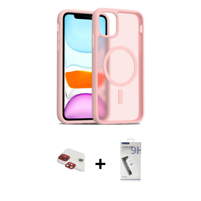 MARSİLYAN™- iPhone 11 Kılıf Siluet Minimal Prime - Şeffaf Uv Polymer Nano Ekran Koruyucu + Pers Alüminyum Kamera Lens - KI