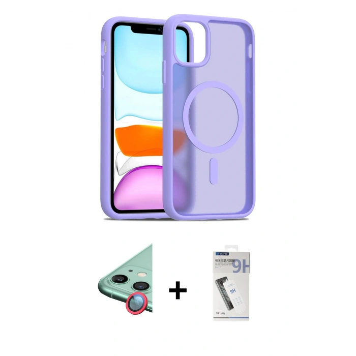 MARSİLYAN™- iPhone 11 Kılıf Siluet Minimal Prime - Şeffaf Uv Polymer Nano Ekran Koruyucu + Raze Metal Kamera Lens - KI