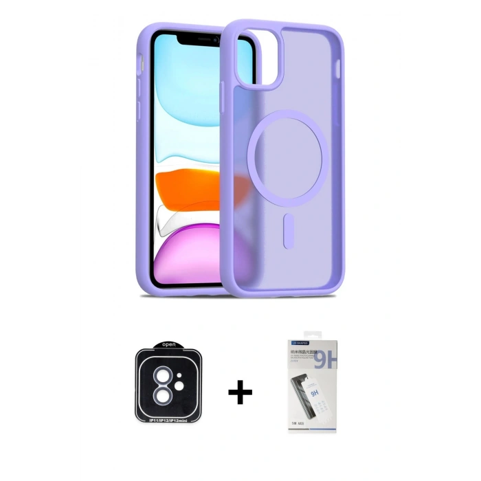 MARSİLYAN™- iPhone 11 Kılıf Siluet Minimal Prime - Şeffaf Uv Polymer Nano Ekran Koruyucu + PVD Metal Kamera Lens - MI
