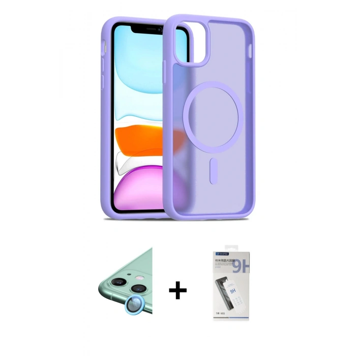 MARSİLYAN™- iPhone 11 Kılıf Siluet Minimal Prime - Şeffaf Uv Polymer Nano Ekran Koruyucu + Raze Metal Kamera Lens - MI
