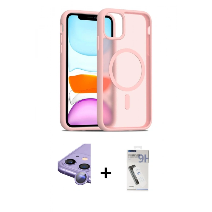 MARSİLYAN™- iPhone 11 Kılıf Siluet Minimal Prime - Şeffaf Uv Polymer Nano Ekran Koruyucu + Raze Metal Kamera Lens - MR