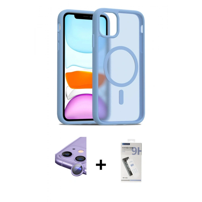 MARSİLYAN™- iPhone 11 Kılıf Siluet Minimal Prime - Şeffaf Uv Polymer Nano Ekran Koruyucu + Raze Metal Kamera Lens - MR