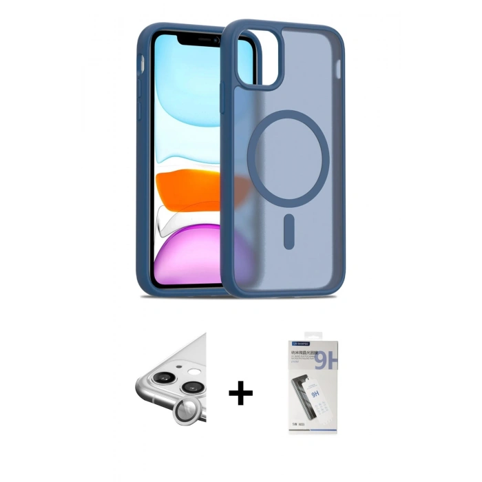 MARSİLYAN™- iPhone 11 Kılıf Siluet Minimal Prime - Şeffaf Uv Polymer Nano Ekran Koruyucu + Raze Metal Kamera Lens - GS