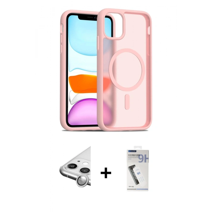 MARSİLYAN™- iPhone 11 Kılıf Siluet Minimal Prime - Şeffaf Uv Polymer Nano Ekran Koruyucu + Raze Metal Kamera Lens - GS