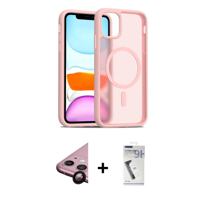 MARSİLYAN™- iPhone 11 Kılıf Siluet Minimal Prime - Şeffaf Uv Polymer Nano Ekran Koruyucu + Raze Metal Kamera Lens - SH