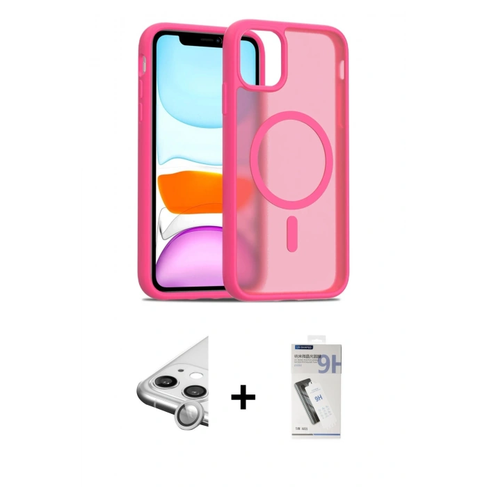 MARSİLYAN™- iPhone 11 Kılıf Siluet Minimal Prime - Şeffaf Uv Polymer Nano Ekran Koruyucu + Raze Metal Kamera Lens - GS