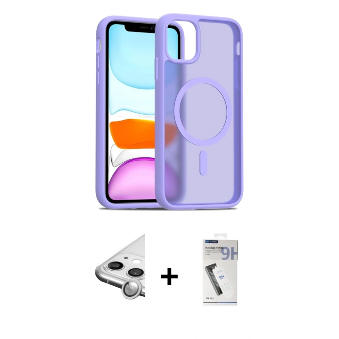 MARSİLYAN™- iPhone 11 Kılıf Siluet Minimal Prime - Şeffaf Uv Polymer Nano Ekran Koruyucu + Raze Metal Kamera Lens - GS