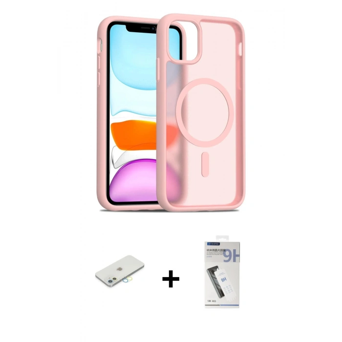 MARSİLYAN™- iPhone 11 Kılıf Siluet Minimal Prime - Şeffaf Uv Polymer Nano Ekran Koruyucu + Renkli Kamera Lens Koruma Cam - SI